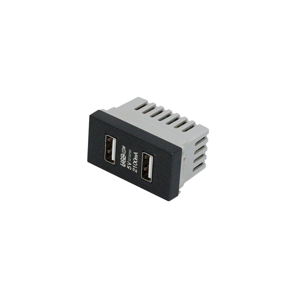 Módulo USB doble 1/3, línea Premium, color negro Surtek P617N