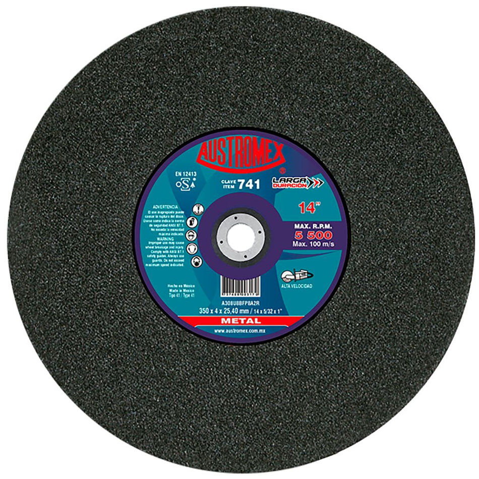 Disco abrasivo para corte de acero y fun