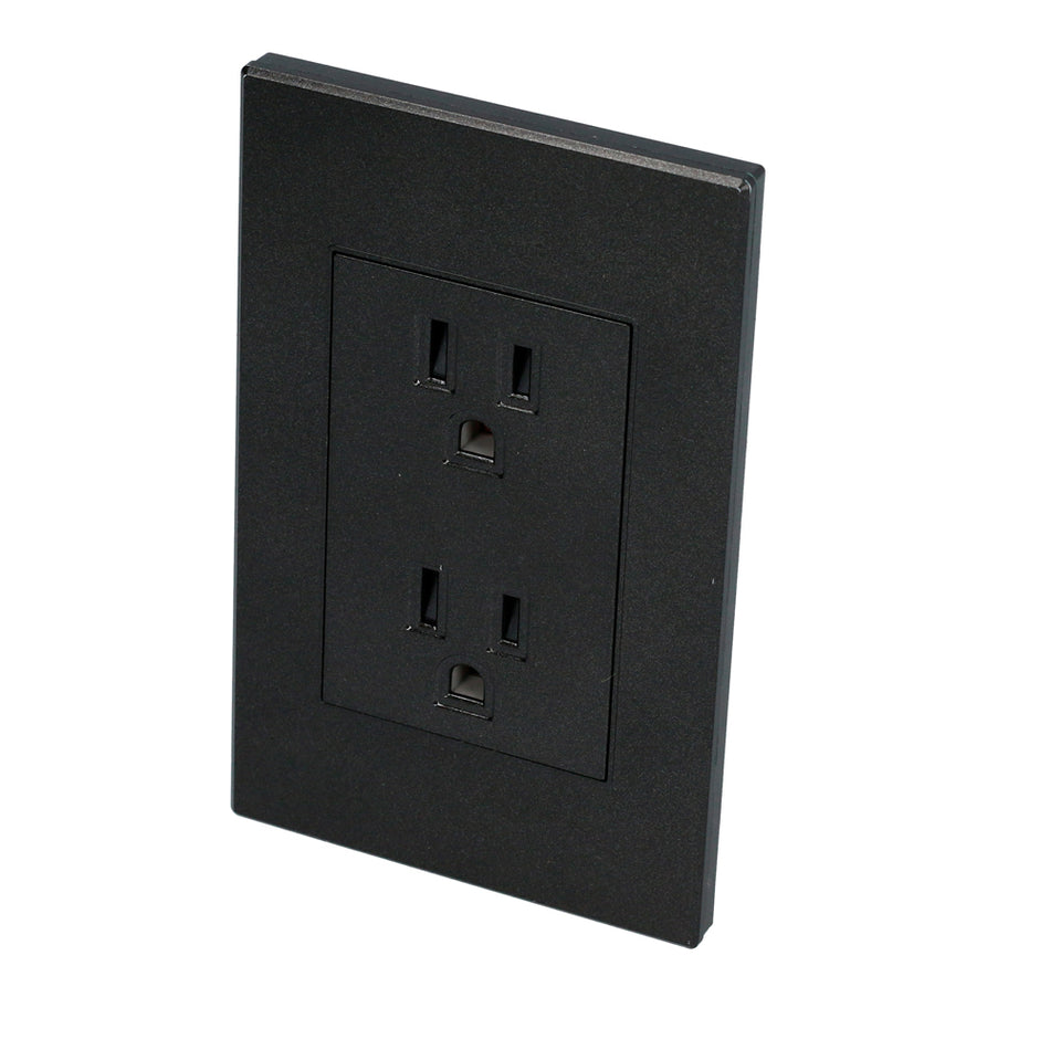 Placa contacto dúplex 1/1, línea Premium, color negro Surtek P627N
