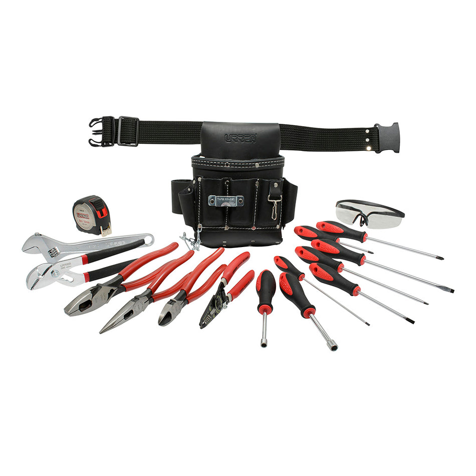 Juego combinado de herramientas para electricista 17 piezas, en portaherramientas Urrea JE17