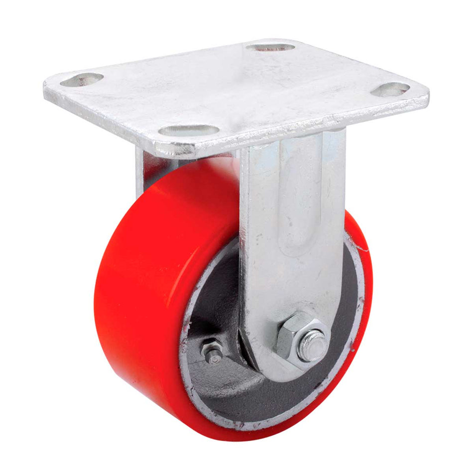 RODAJA FIERRO VACIADO C/PU FIJA ROJA 4X2