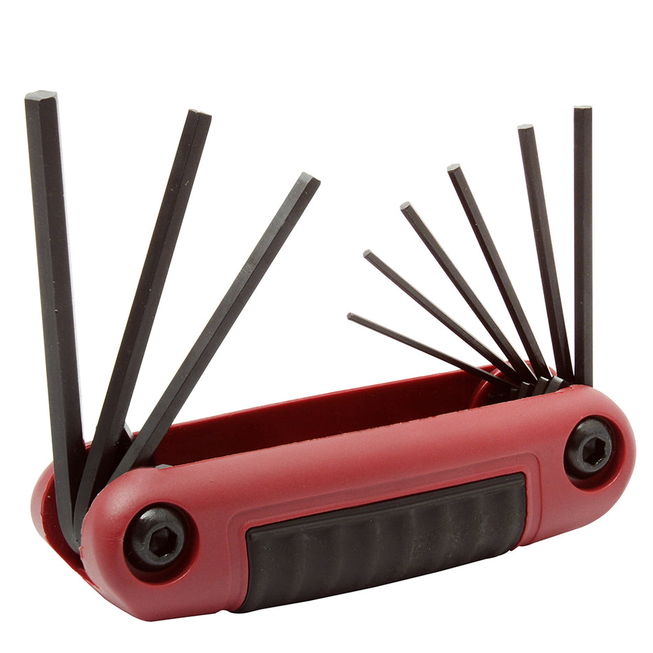 Juego de llaves hexagonales tipo navaja en pulgadas .050" a 3/16" estuche bimaterial,9 pz Urrea 4978B