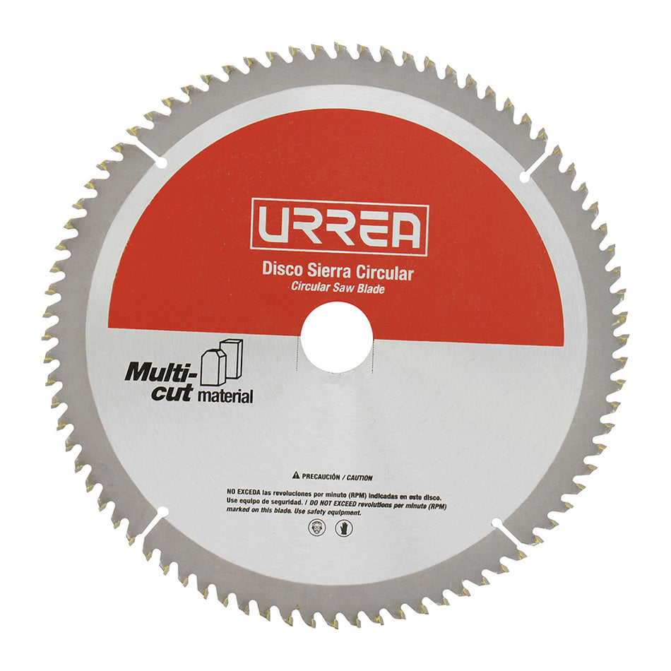 Disco para sierra circular para corte multi-material 80 dientes, 12" Urrea DSA1280