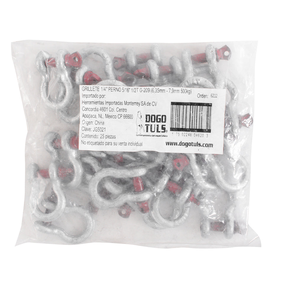 GRILLETE 1/4" PERNO 5/16" 1/2T G-209 DOGOTULS JG5021