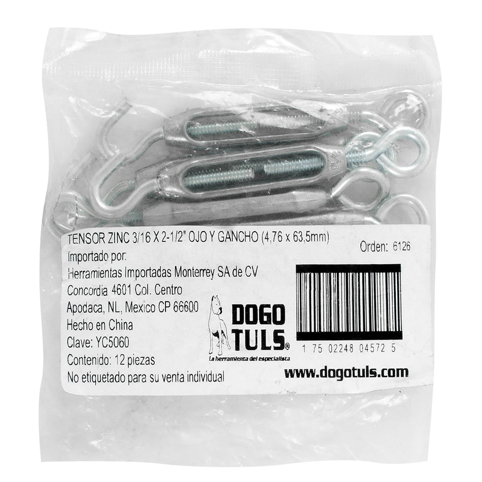 TENSOR ZINC 3/16 X 2-1/2" OJO Y GANCHO DOGOTULS YC5060