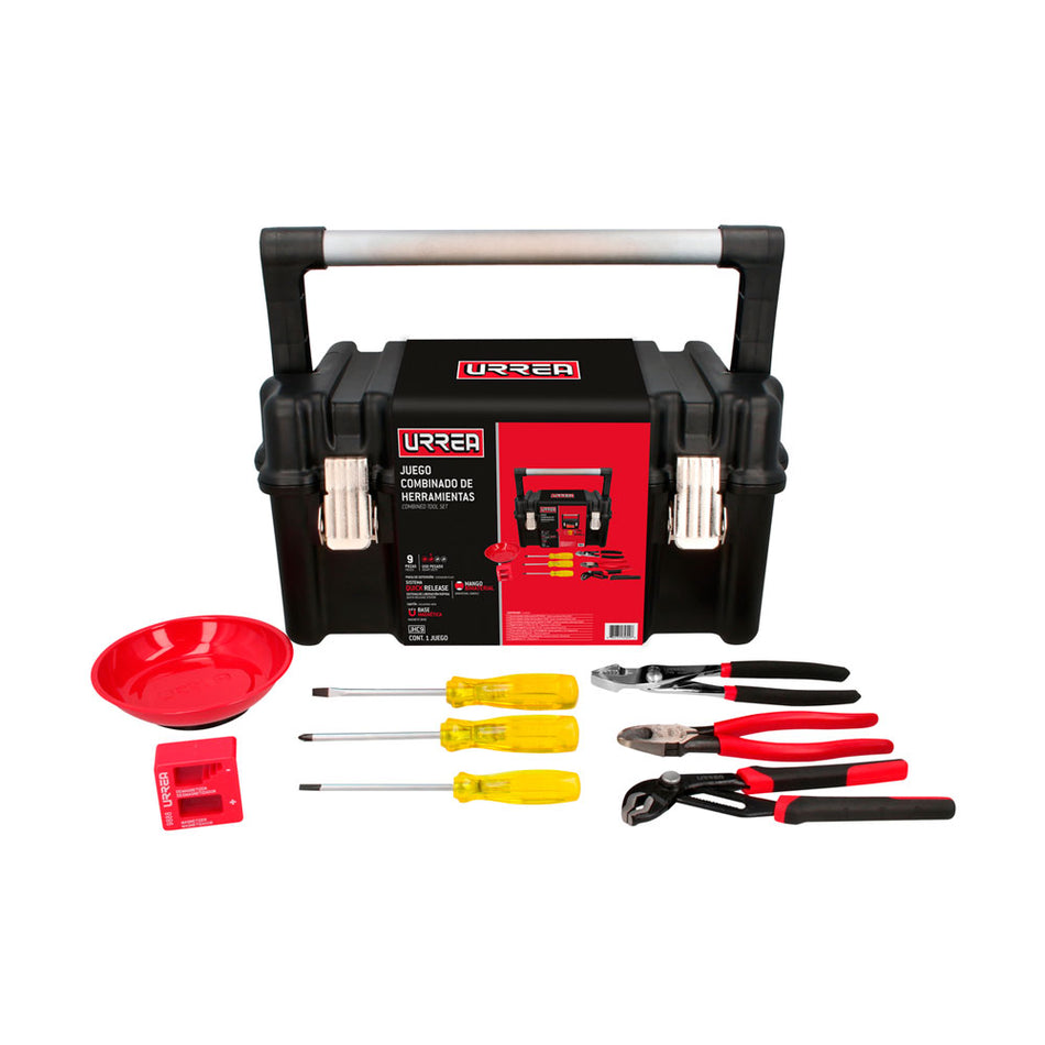 Juego combinado de herramienta 9 piezas, con caja plástica Urrea JHC9