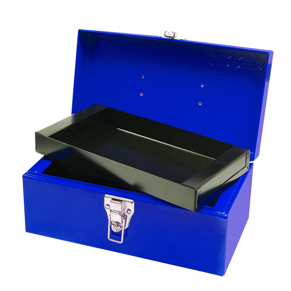 Caja portaherramientas métalica con asa plástica color azul 11" x 6" x 5" Urrea D1A