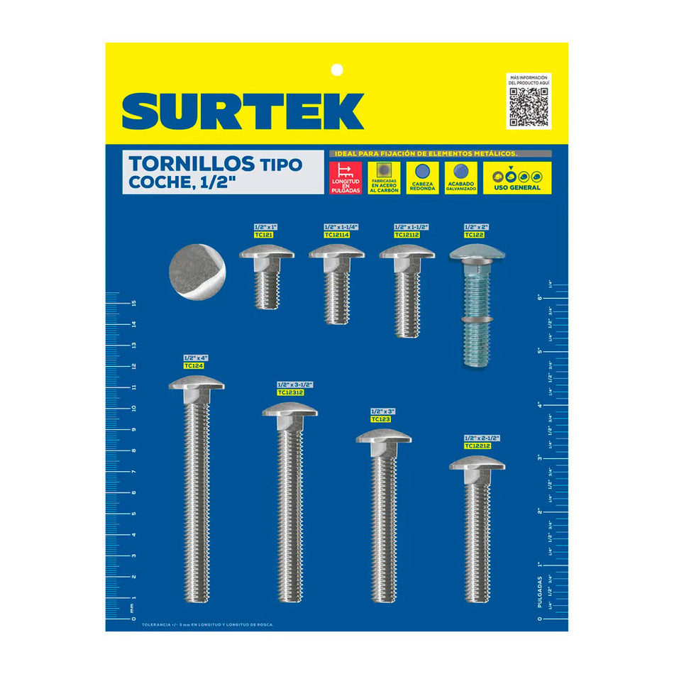 Muestrario de tornillos tipo coche 1/2" Surtek MUET8