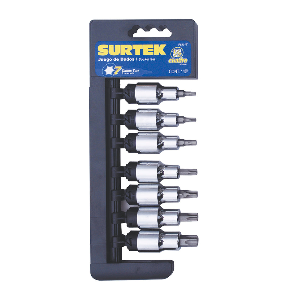 Juego de dados con punta torx cuadro de 1/2", 7 piezas Surtek F5801T