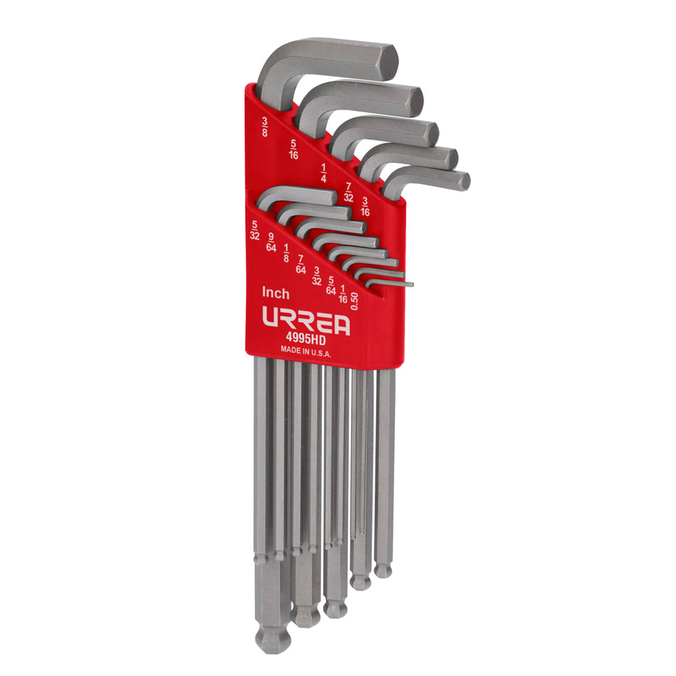 Juego de llaves hexagonales tipo "L" punta de bola, en pulgadas, 13 piezas Urrea 4995HD