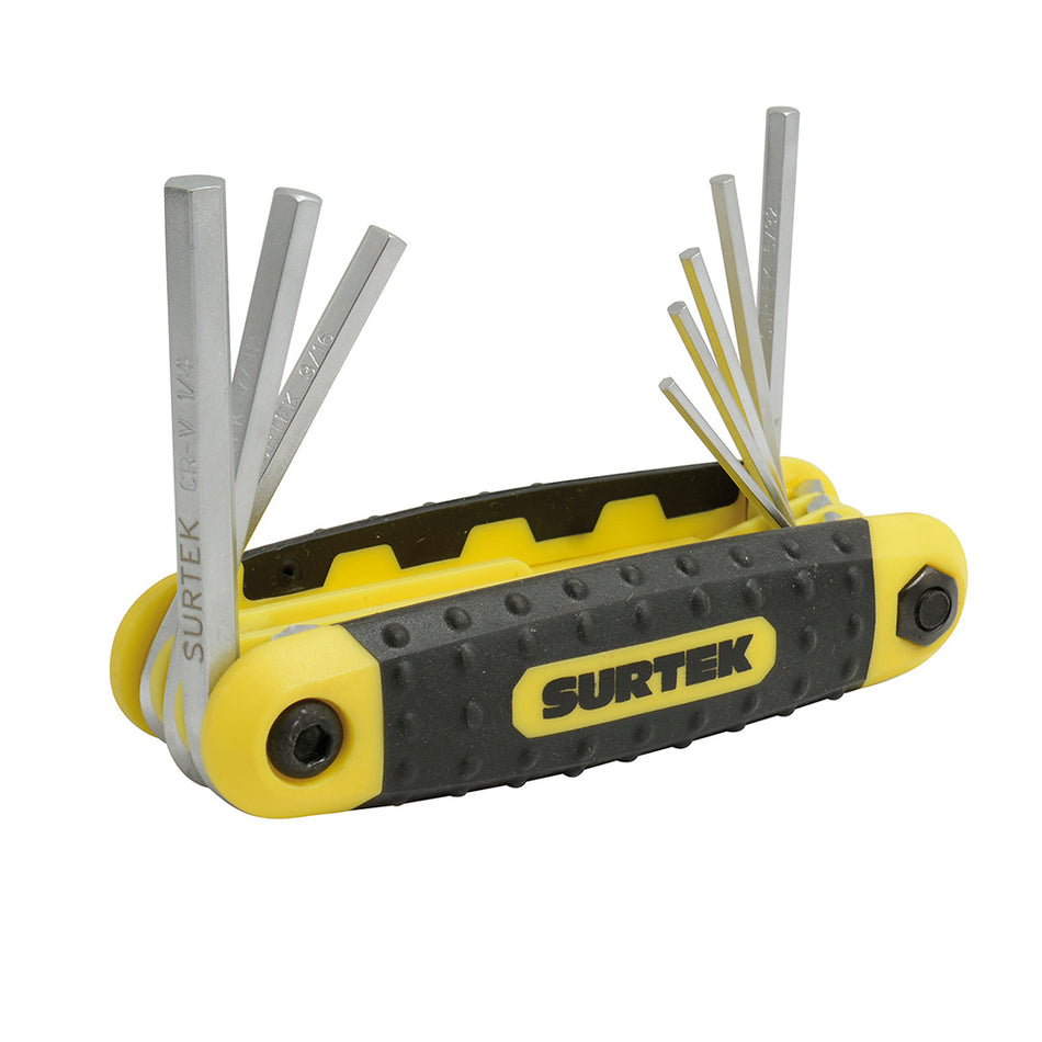 Juego de llaves hexagonales tipo navaja en pulgadas estuche bimaterial, 8 pz Surtek ALLFNX8