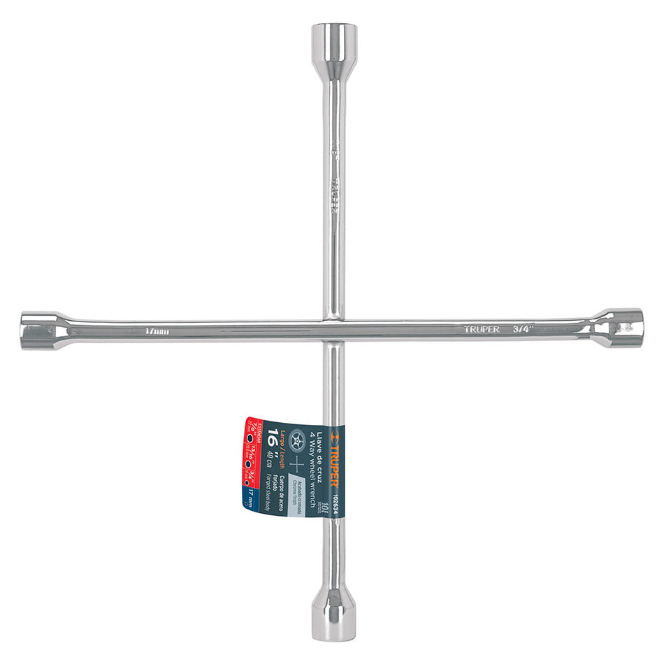 Llave de cruz 16' pulida y cromada, Trup