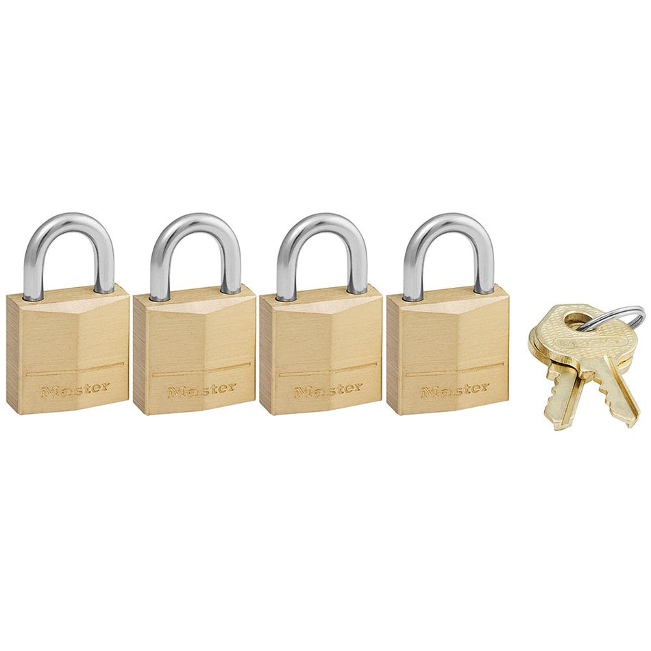 PAQUETE 4 CANDADOS LATONADOS 20MM