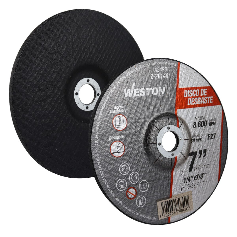 DISCO D/DESBASTE P/INOXIDABLE 7 x 1/4(6.