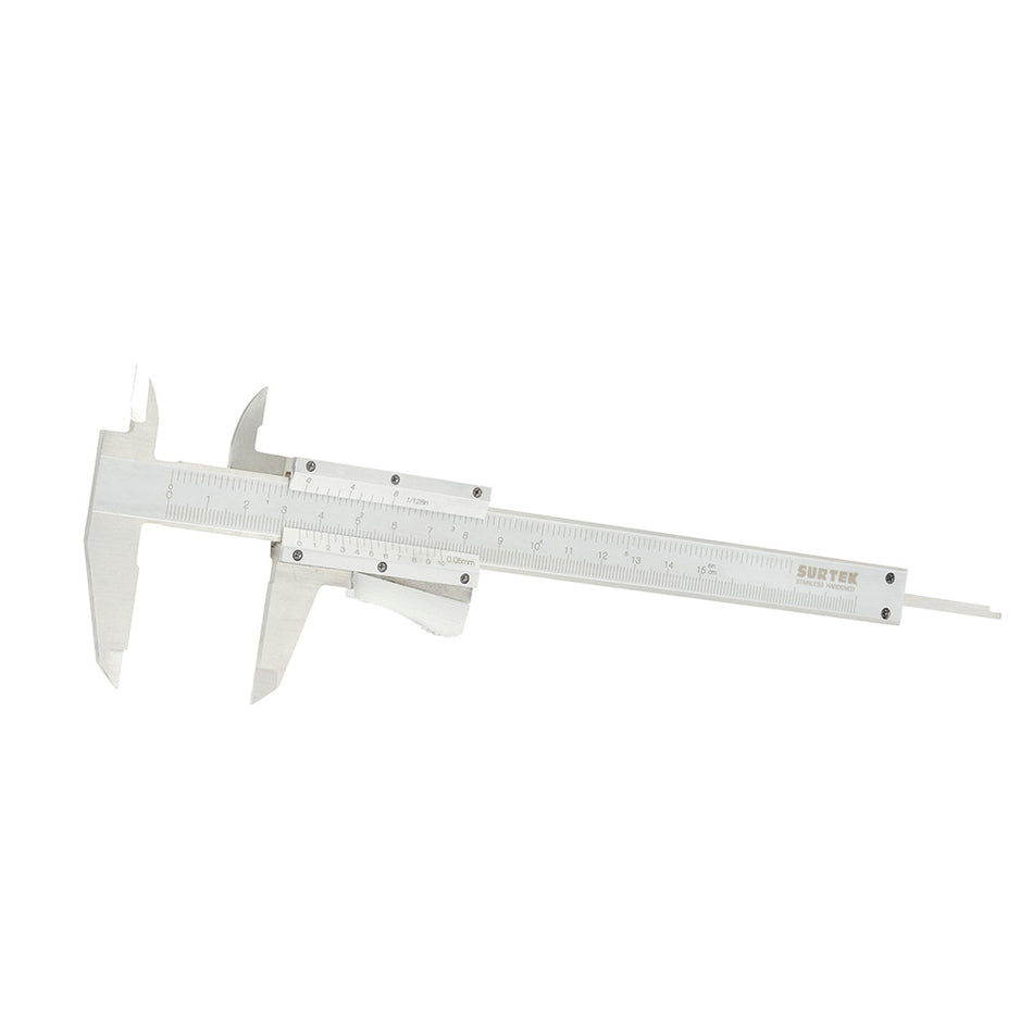 Calibrador en pulgadas y milímetros vernier autolock 0 - 6" Surtek 122206