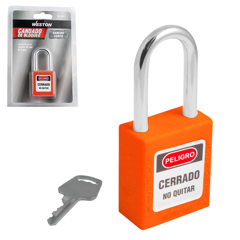 CANDADO DE BLOQUEO NARANJA 38MM (CAJA C/
