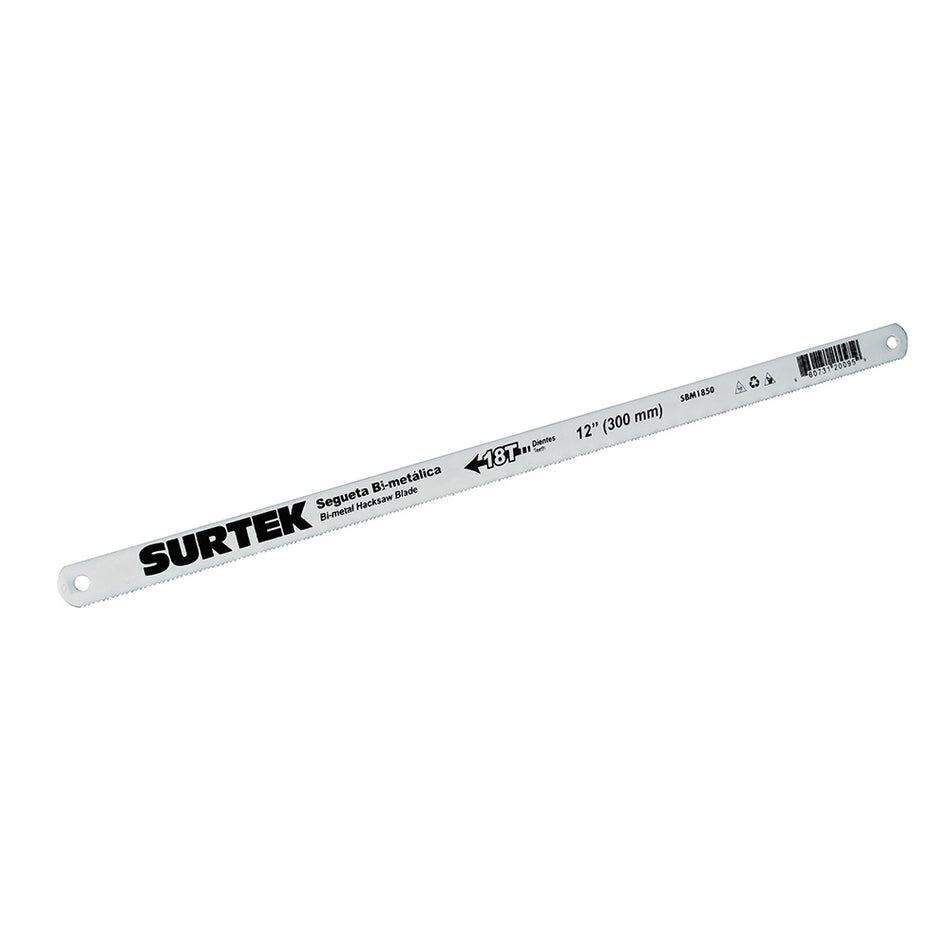Segueta bimetálica de 12", 18 DPP, 50 piezas Surtek SBM1850