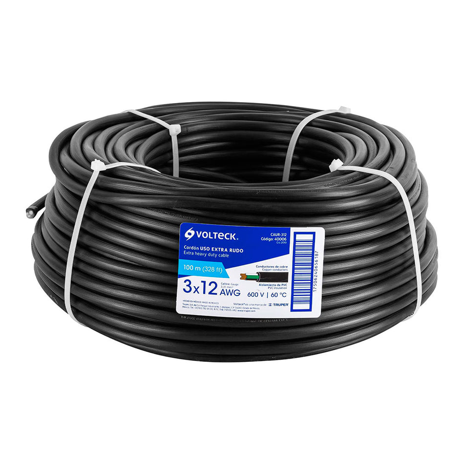 Metro de cable uso extra rudo 3 x 12 AWG