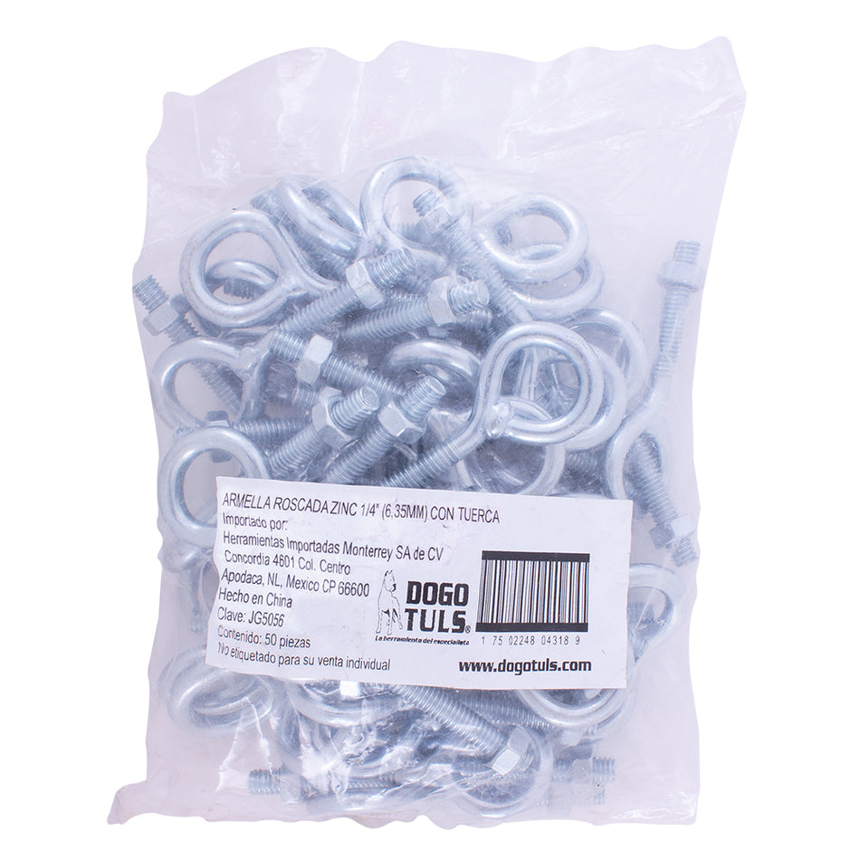ARMELLA ROSCADA ZINC 1/4" C/TUERCA DOGOTULS JG5056