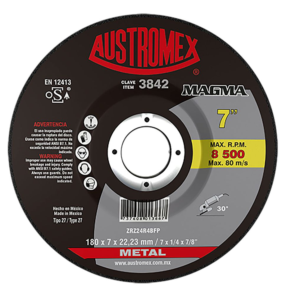 Disco abrasivo para corte de metal de 17