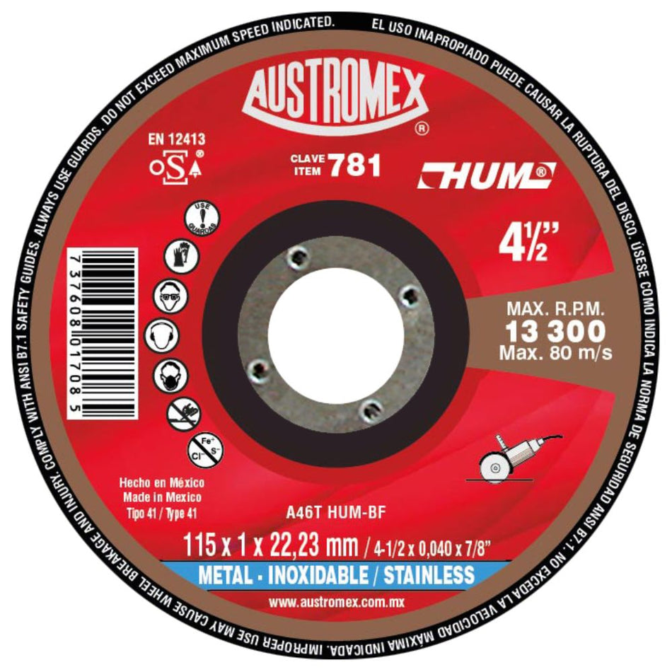Disco abrasivo de 115 x 1 x 22.23 mm par