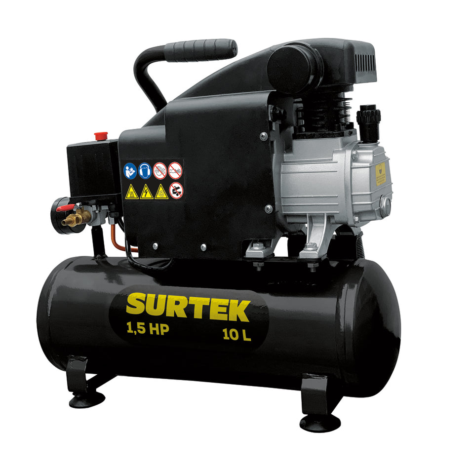 Compresor de aire eléctrico lubricado 10L, 1.5HP, 127V Surtek COMP410