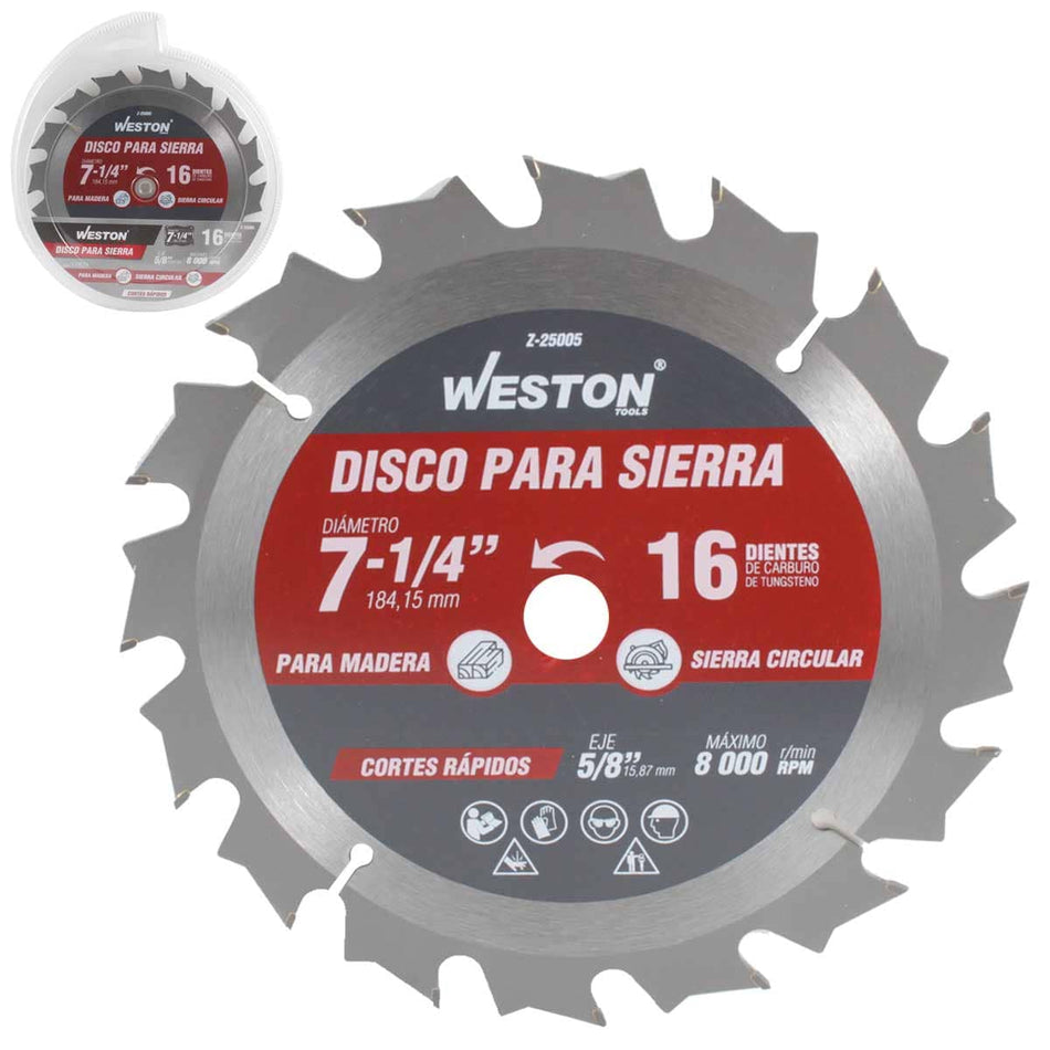 DISCO PARA SIERRA CIRCULAR P/MADERA 7-1/