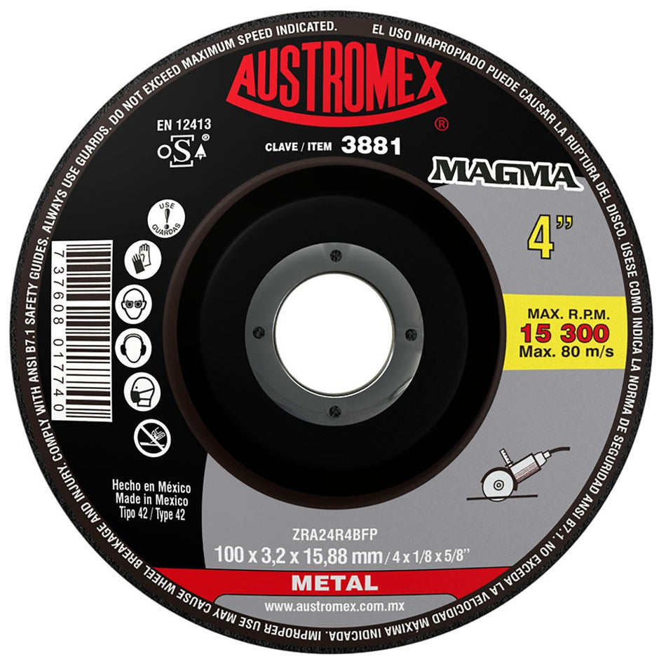 Disco abrasivo para corte de metal de 10