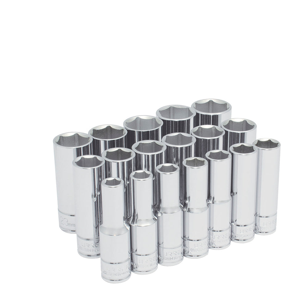 Juego de dados largos cuadro de 1/2" 6 puntas, métricos, 18 piezas Urrea 54203