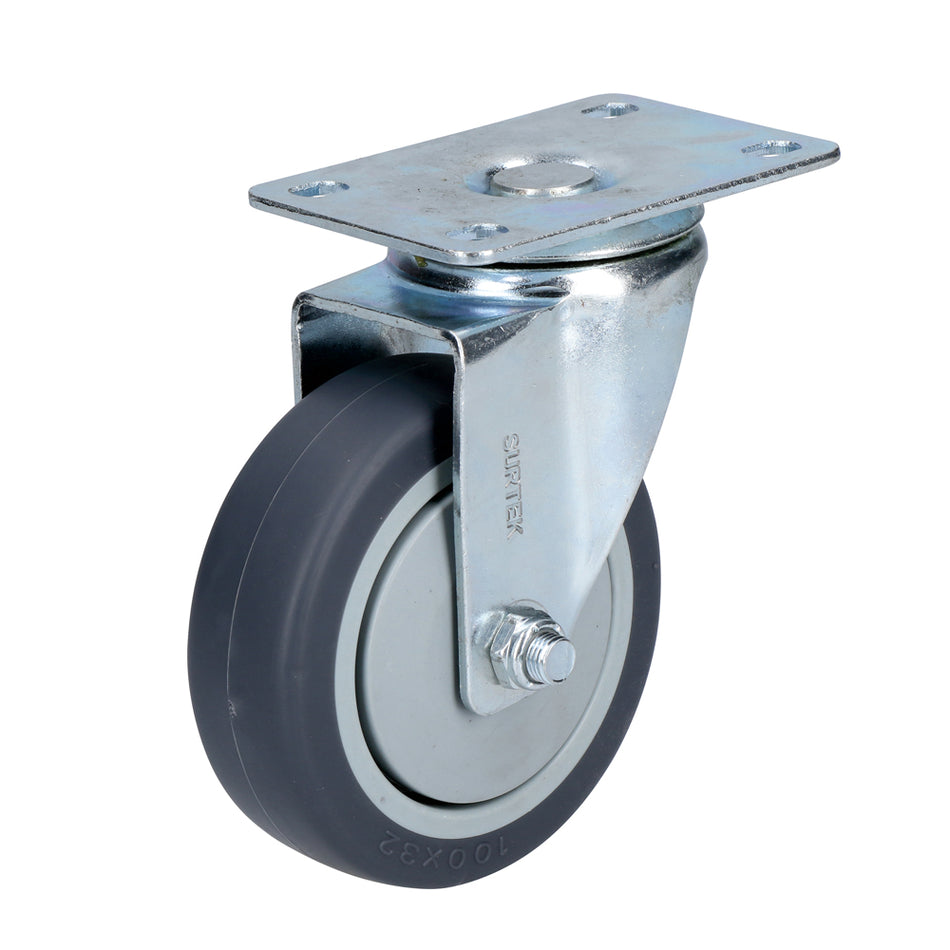 Rodaja de TPR gris giratoria 4" Surtek RT10G