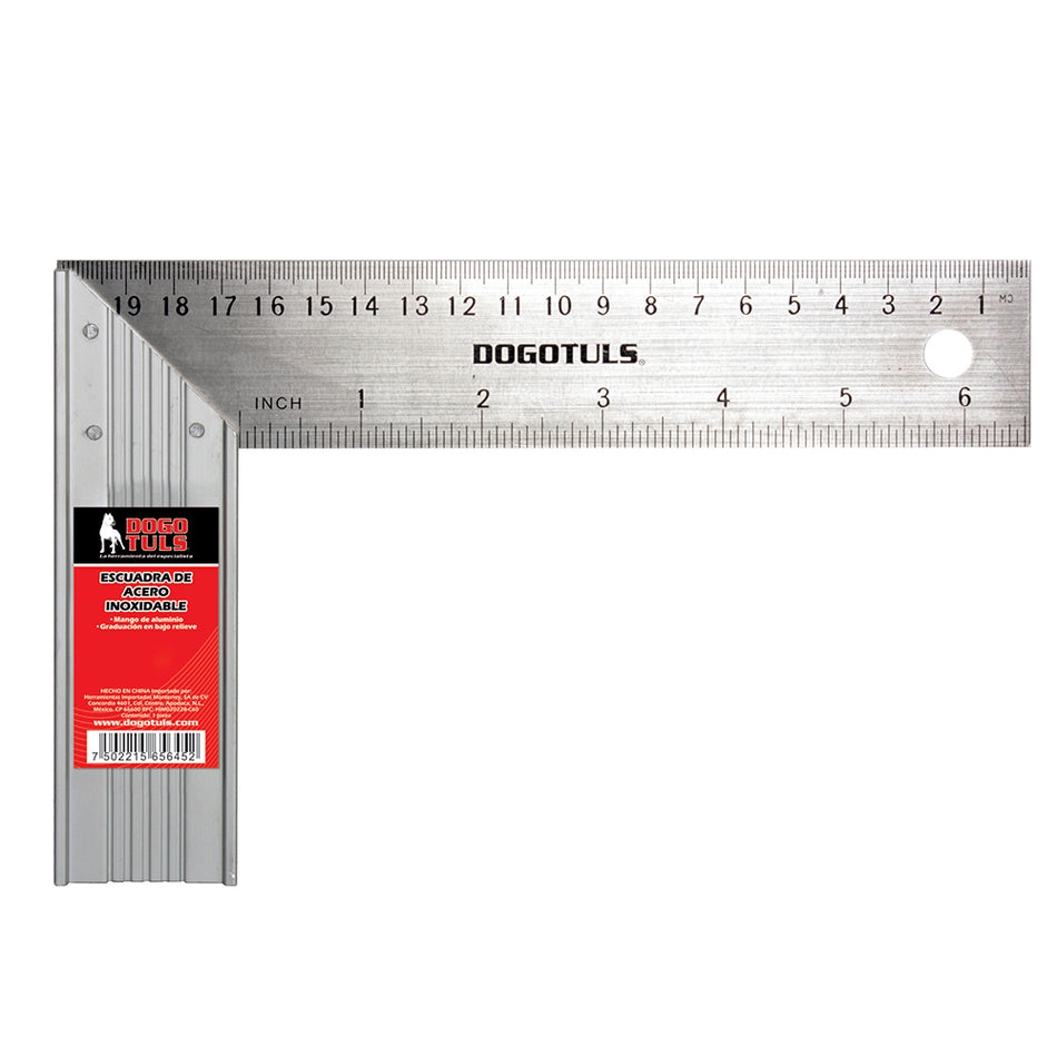 ESCUADRA CARPINTERO 8" ACERO INOX DOGOTULS SH4035