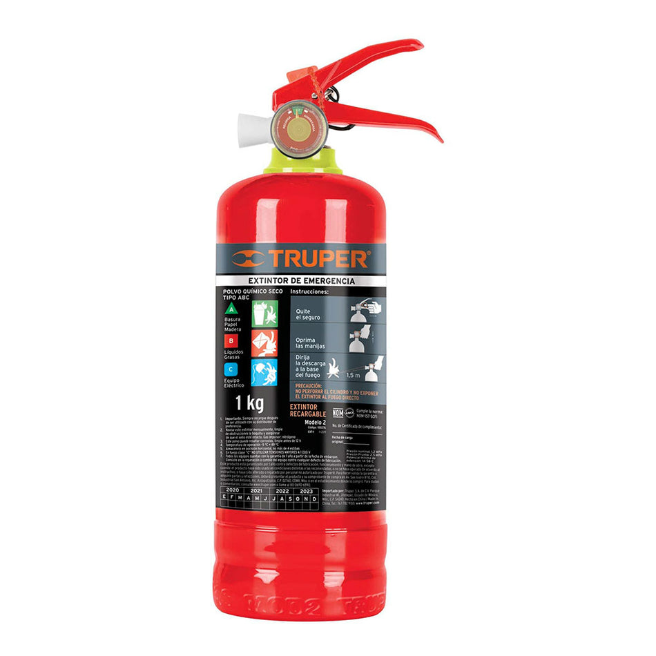 Extintor portátil recargable 1 kg, polvo