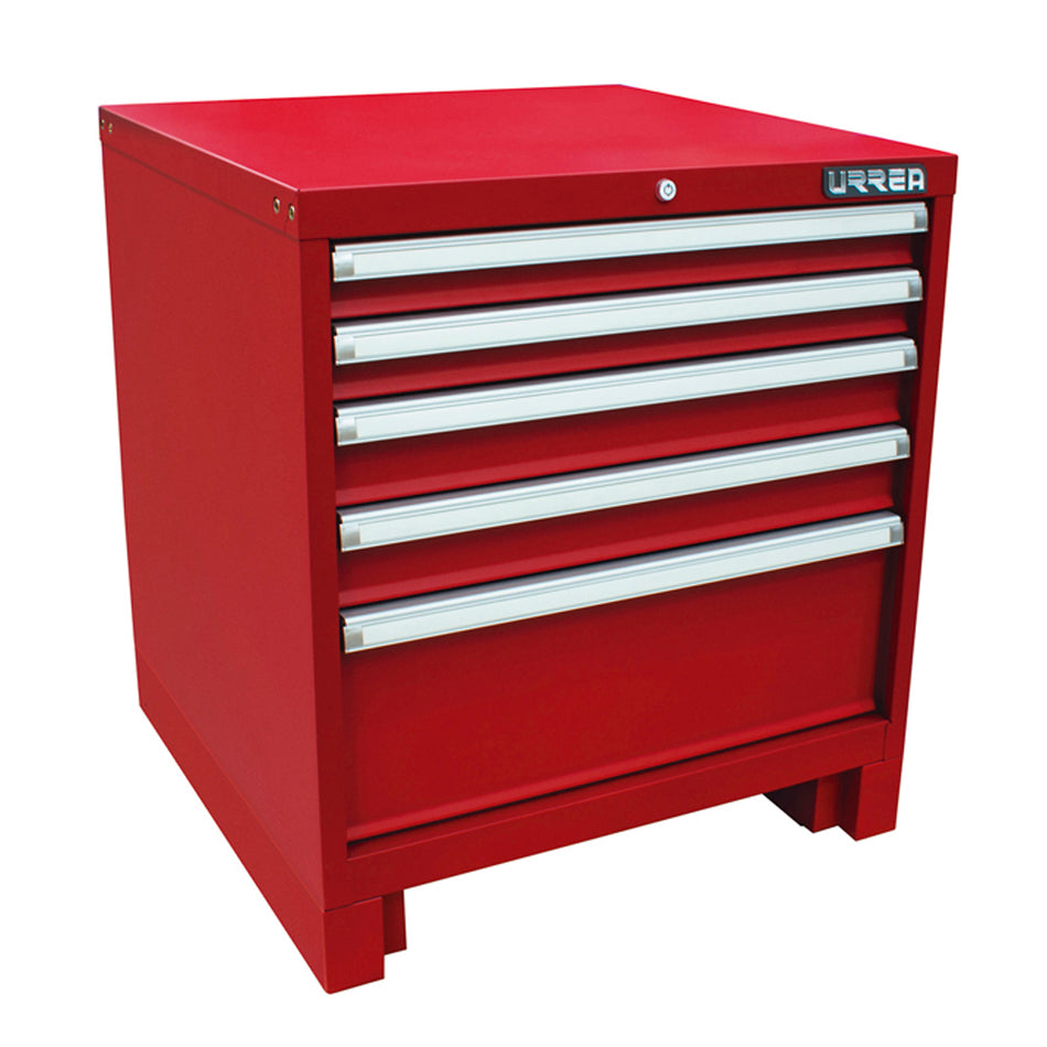 Gabinete fijo con 5 gavetas color rojo serie X 28" Urrea X28F5