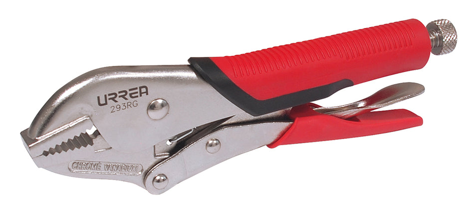 Pinza de presión con mango bimaterial de 10" quijada recta Urrea 293RG