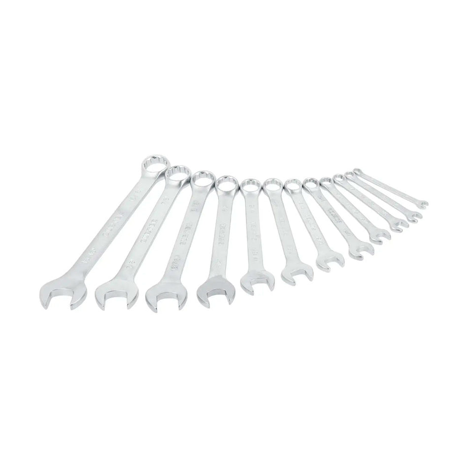 Juego de llaves combinadas satinadas en pulgadas, 12 puntas, 12 piezas en rack Surtek F12SR