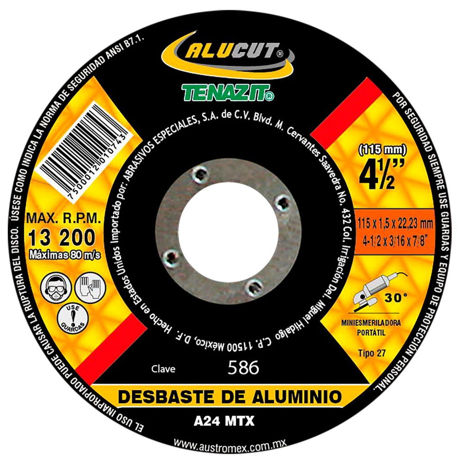 Disco abrasivo para desbaste de aluminio