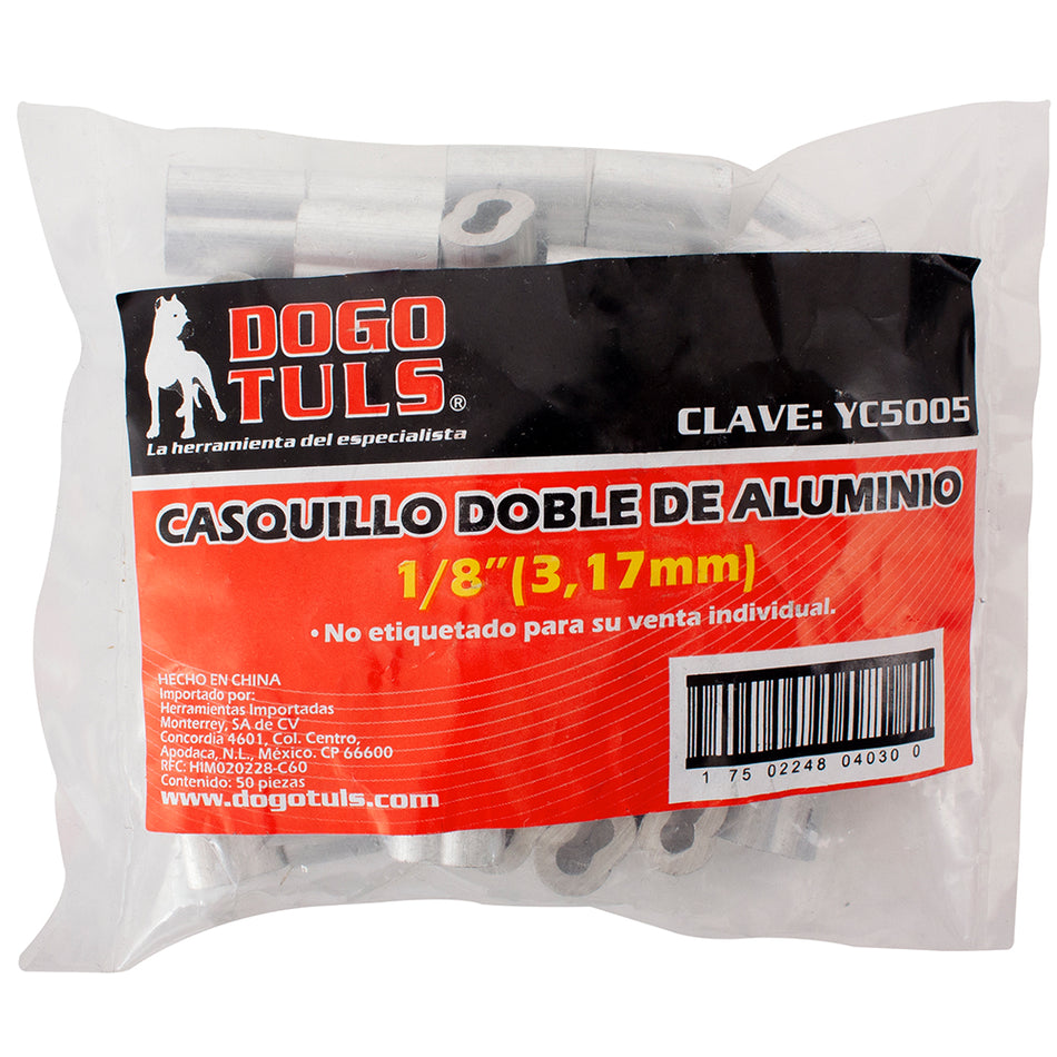 CASQUILLO ALUMINIO DOBLE 1/8" DOGOTULS YC5005