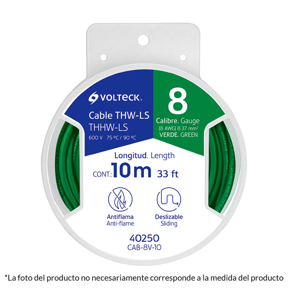 Carrete con 10 m de cable THHW-LS 10 AWG