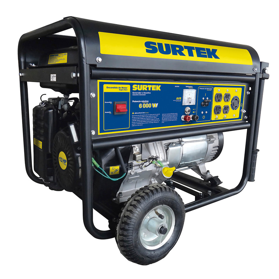 Generador a gasolina 6000 W, 390 cc, voltaje de salida 120 V Surtek GG560