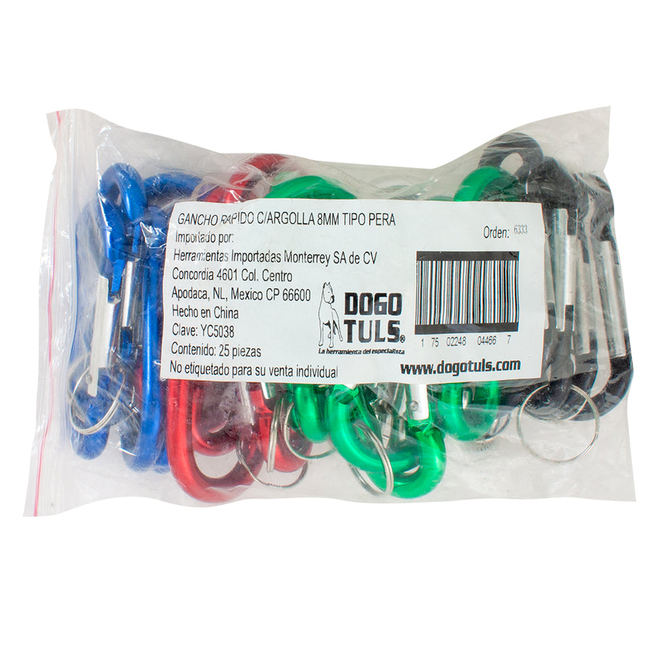 GANCHO RAPIDO C/ARGOLLA 8MM TIPO PERA DOGOTULS YC5038