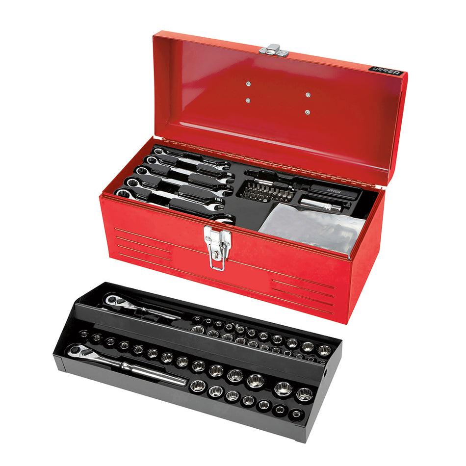Juego combinado de herramienta 130 piezas, con caja metálica Urrea JCM02