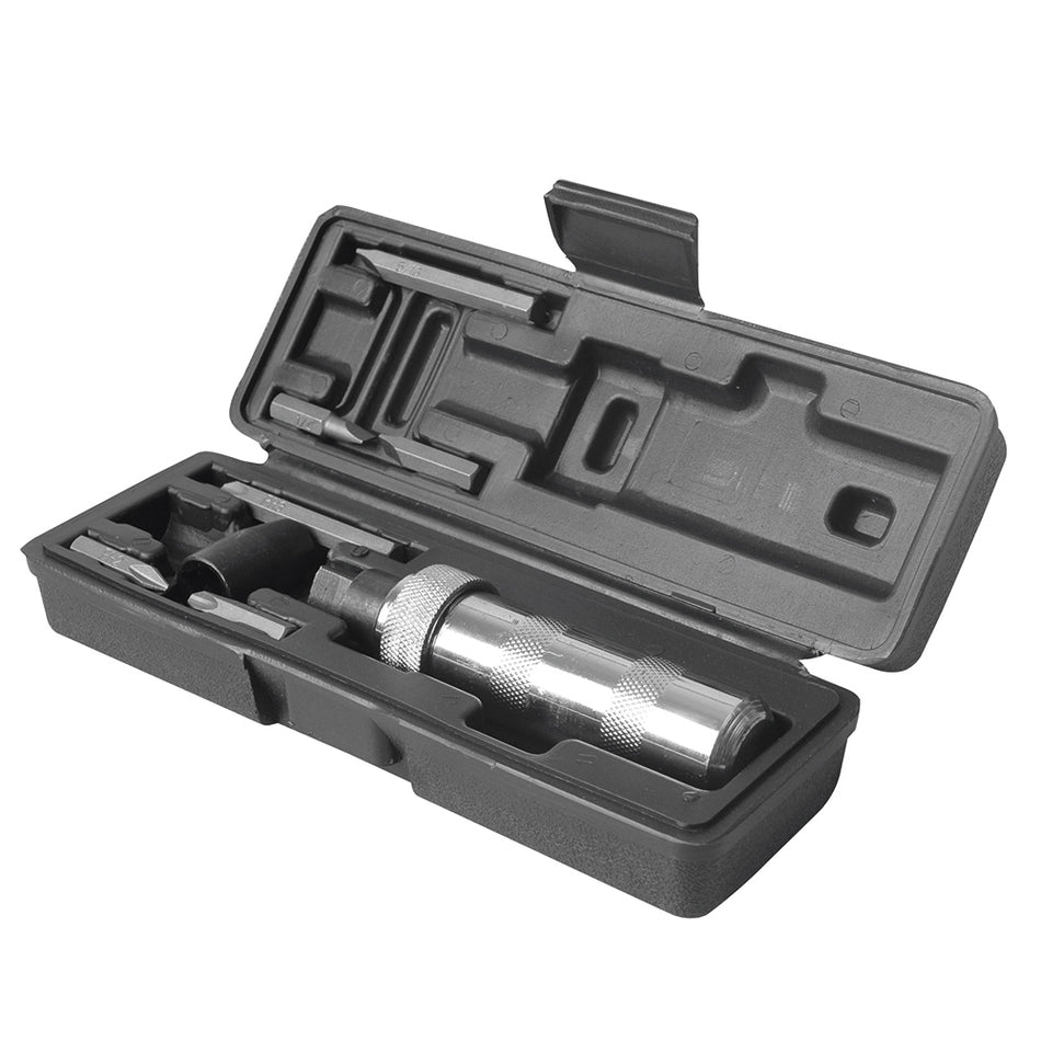 Juego de destornillador de golpe con puntas intercambiables, 8 piezas en caja plastica Surtek D10