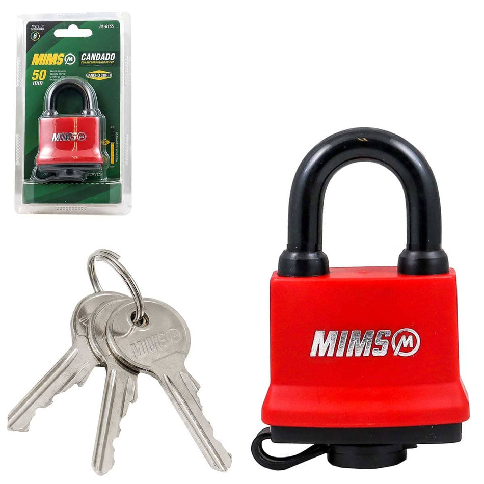 CANDADO RECUB. PVC DE HIERRO 50MM C/3 LL