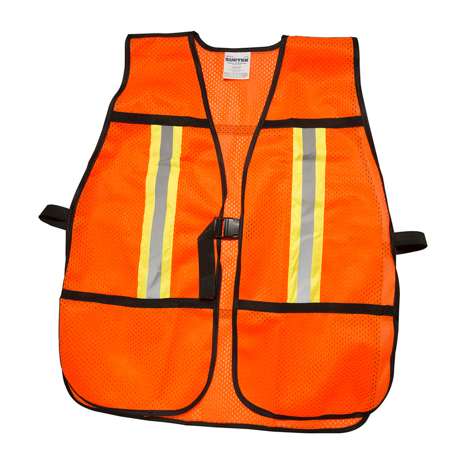 Chaleco de seguridad de malla de poliéster con correas ajustables naranja unitalla Surtek 137376