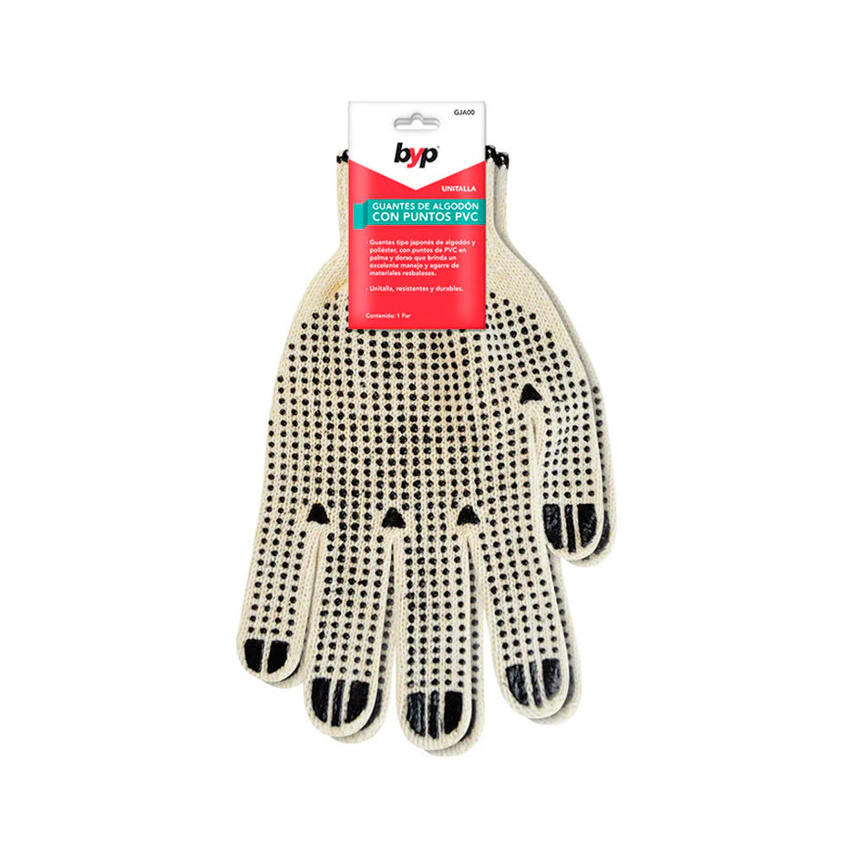 GUANTES DE ALGODÓN CON PUNTOS DE PVC (UN