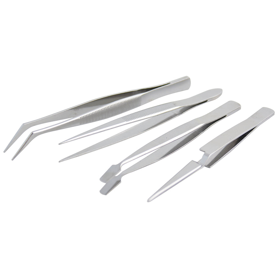 Juego de pinzas de presición tipo tweezer, 4 piezas Surtek 115200