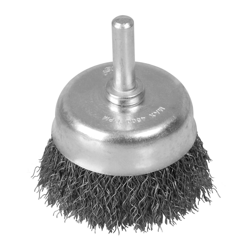 Carda circular ondulada alambre delgado 3" x 0.30 mm con zanco 1/4" Foy C330
