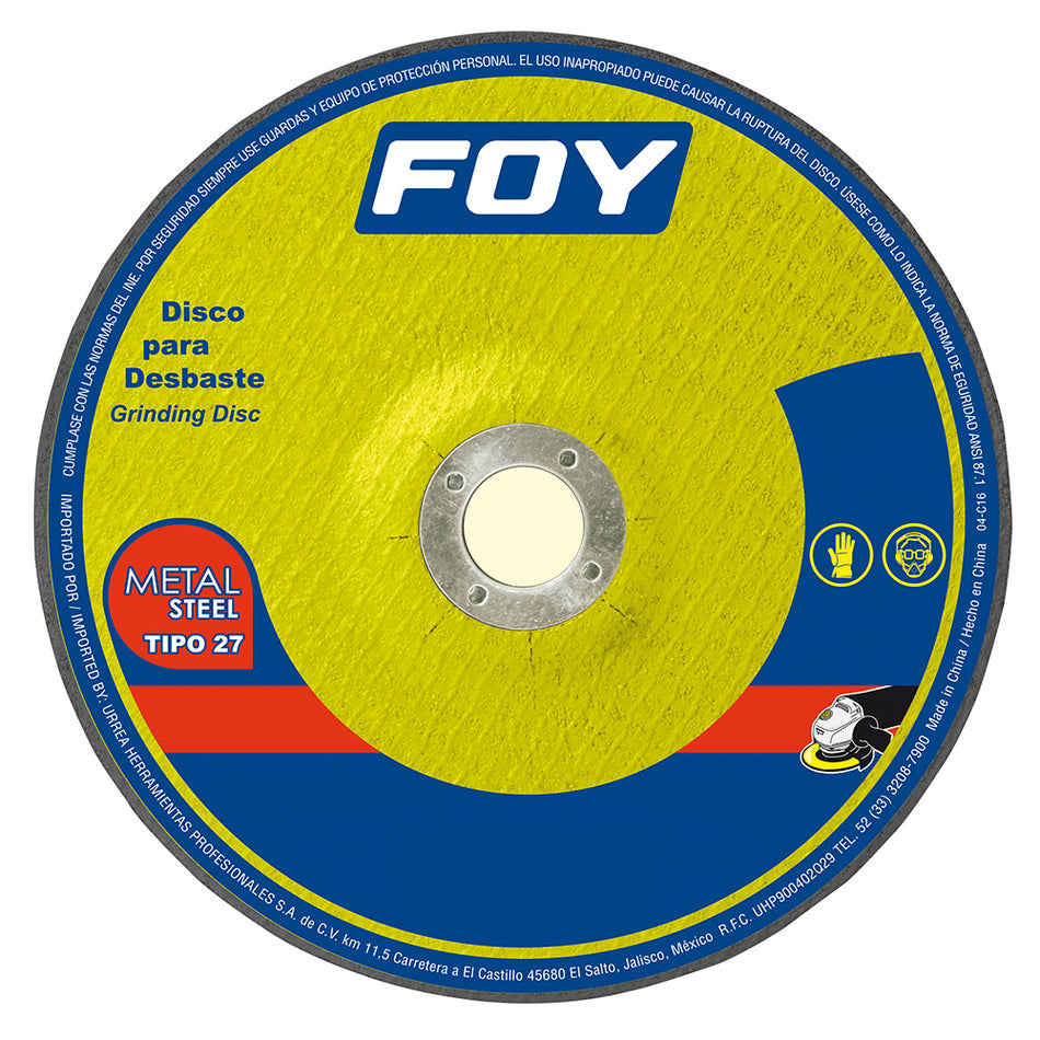 Disco abrasivo tipo 27 para metal 4-1/2" x 3 mm Foy 143522
