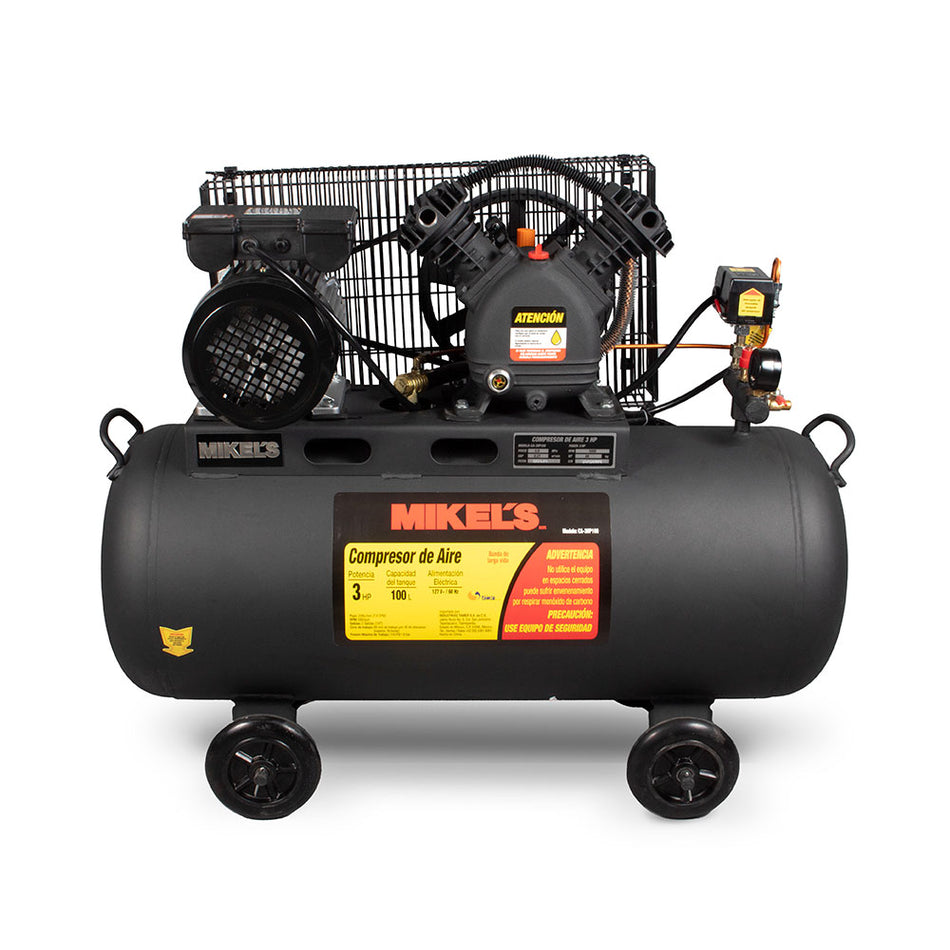 Compresor de aire 3 HP con banda (100 lt MIKELS CA-3HP100
