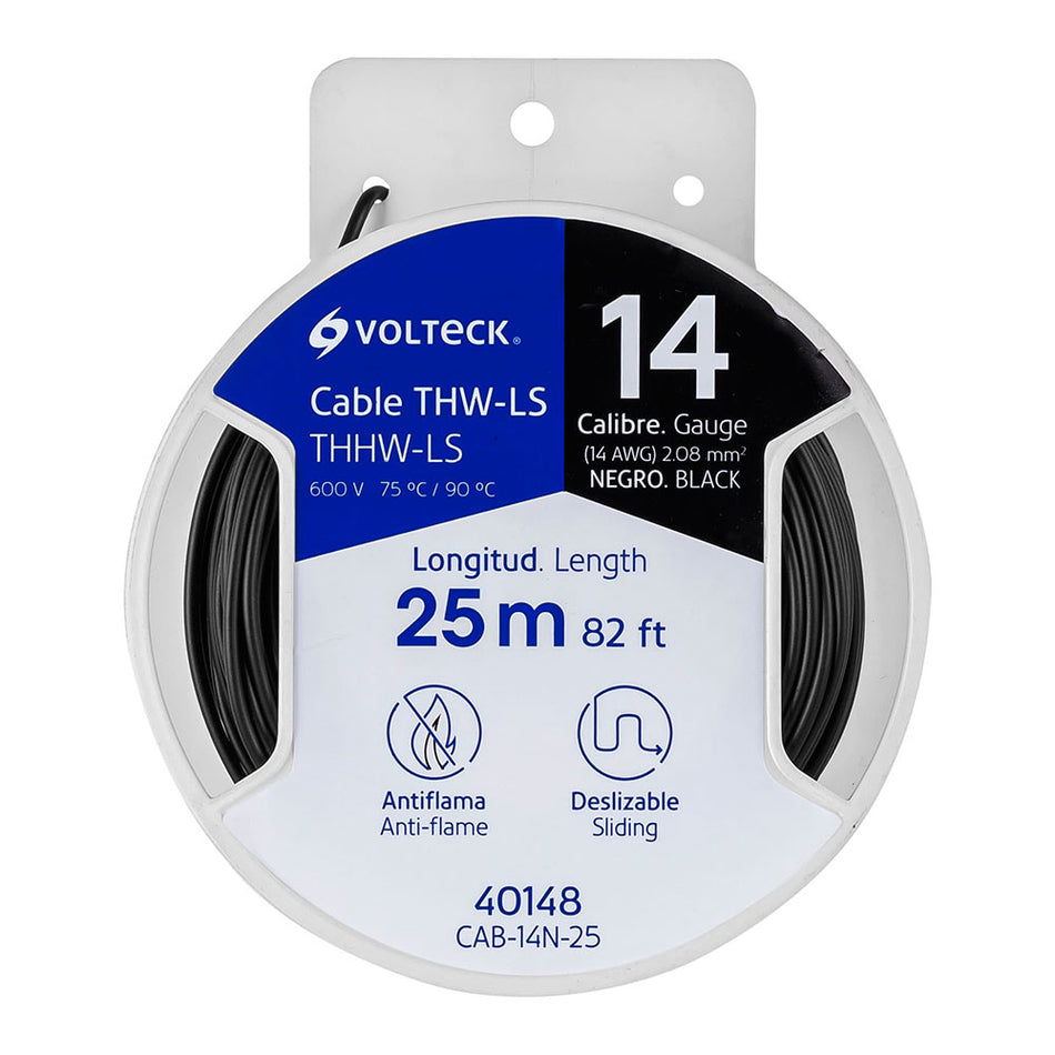 Carrete con 25 m de cable THHW-LS 14 AWG